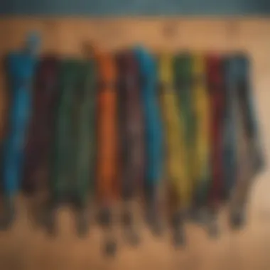 Diverse Types of Kiteboard Leashes Variety of kiteboard leashes displayed on a table
