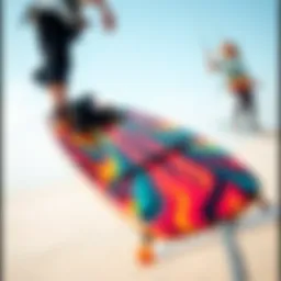 Vibrant kiteboard showcasing unique design and colors