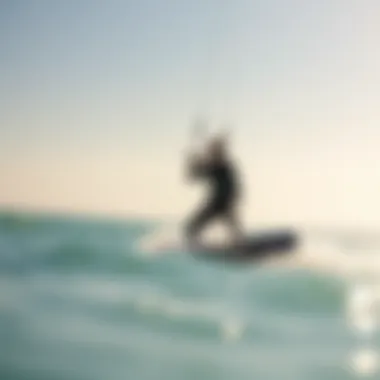 Kiteboarder using a wet suit in warm waters