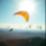 Kite soaring through strong winds
