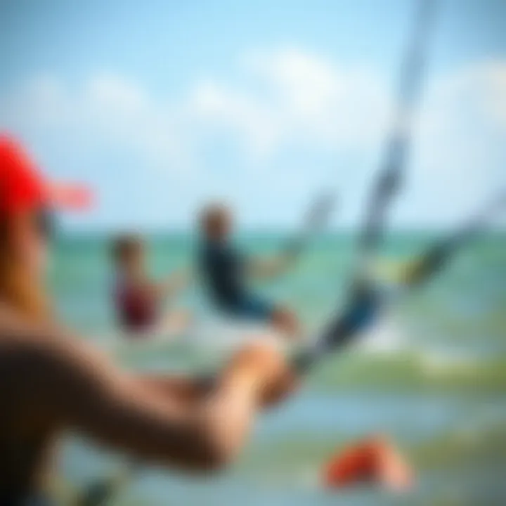 Kitesurfing Instruction in Action Group lesson for kitesurfing in the Outer Banks