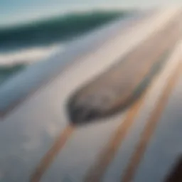 A close-up view of a Liquid Force surfboard showcasing its unique design