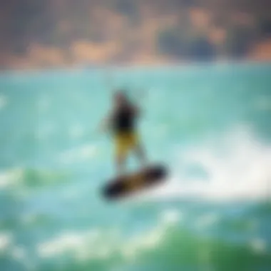 Performance in Action with Naish Hover A kiteboarder expertly maneuvering using the Naish Hover on water