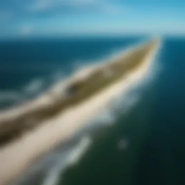 Aerial Perspective of Kiteboarding Opportunities at New Smyrna Beach Aerial view of New Smyrna Beach showcasing its shoreline and kiteboarding spots