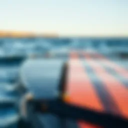 A close-up of an inflatable SUP foil board showcasing its unique design and construction materials.