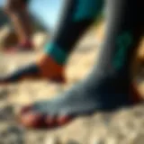 Close-up of neoprene surf socks showcasing texture and flexibility