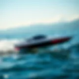 A sleek remote control hydrofoil gliding over the water