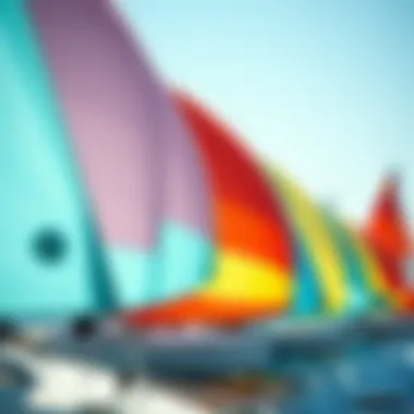 Colorful Sails in Action A close-up of colorful sails catching the wind during a regatta