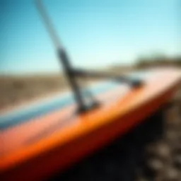 Close-up of a slingshot foil board showcasing its unique design features