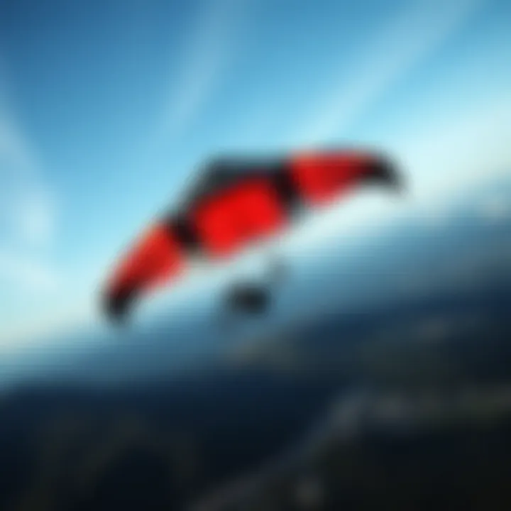 Aerial View of the Slingshot RPM Kite Aerial view of the Slingshot RPM kite in flight showcasing its design