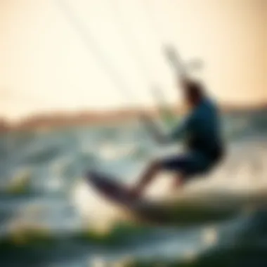 Rider Maneuvering the Slingshot RPM Kite Rider maneuvering the Slingshot RPM kite on water during a sunny day