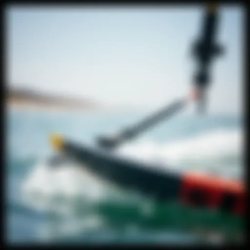 Close-up view of a smooth rider stabilizer in action on the water