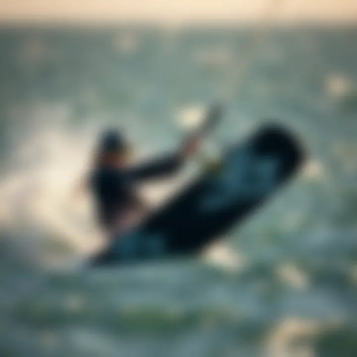 Maneuvering with the Switchblade 12M Kiteboarder skillfully maneuvering the Switchblade 12M through choppy waters