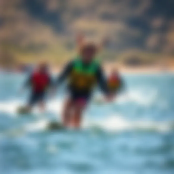 Kitesurfers with Life Jackets Kitesurfers enjoying the water while wearing life jackets