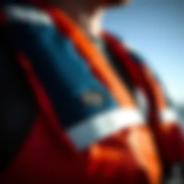 Safety Features of Life Jackets Close-up view of safety features on a modern life jacket