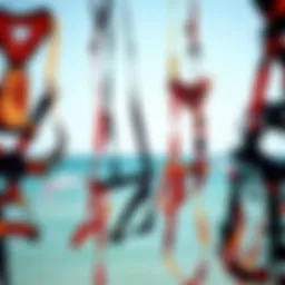 Various types of kiteboard harnesses displayed