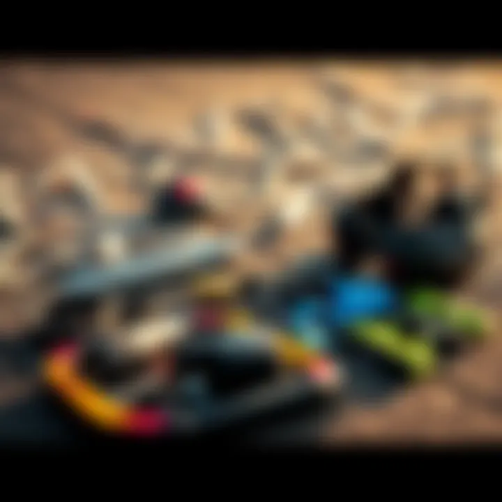 Kiteboarding Equipment for Slingshot Technique Kiteboarding equipment layout for slingshot technique