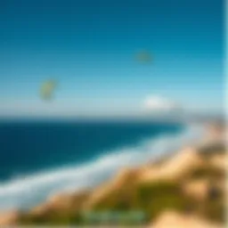 A panoramic view of Tourmaline Beach showcasing ideal kiteboarding conditions.
