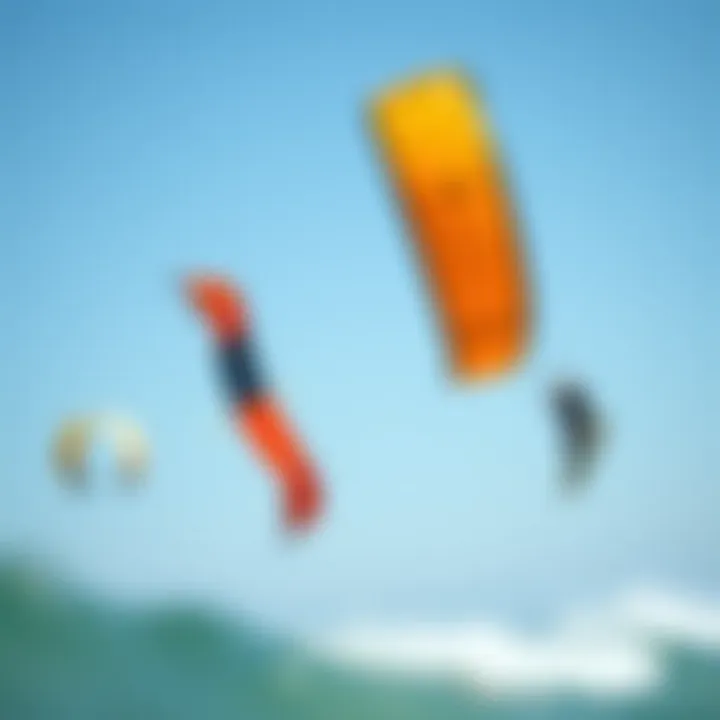 Different types of kites used in kiteboarding