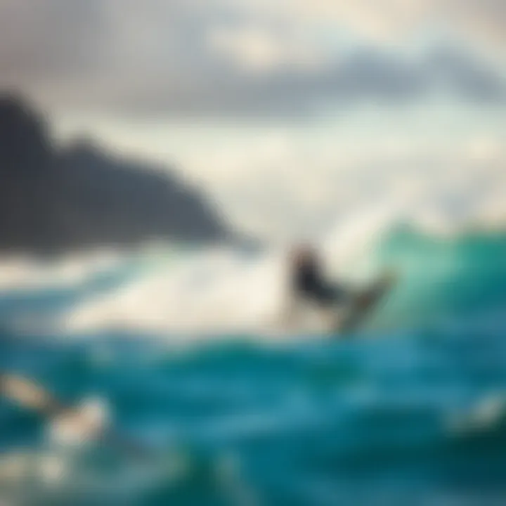 Navigating Ocean Waves While Kiteboarding Kiteboarder navigating through ocean waves