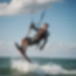 Illustration of a kiteboarder using rogue safety straps