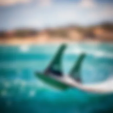 Kiteboard Fins and Stickybumps Dynamics Close-up of kiteboard fins interacting with stickybumps