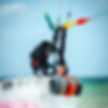 Kite and Harness Configuration Close-up of kite and harness setup for turbo sling