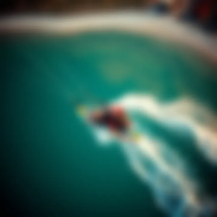 Tandem Riding with Turbo Sling Aerial view of kiteboarders riding in tandem with turbo sling technique