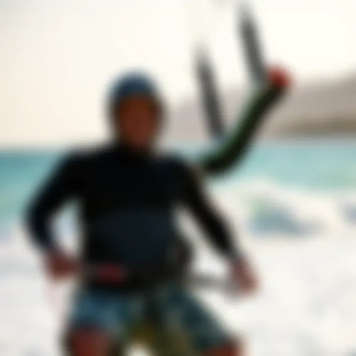 Kiteboarder in Action with Waist Leash Kiteboarder demonstrating the ease of movement with a waist leash