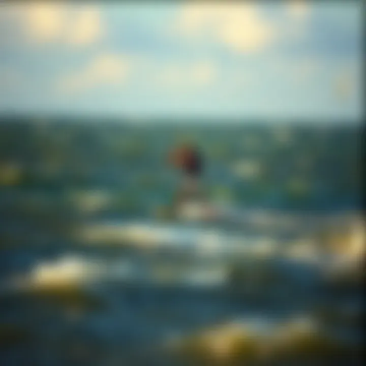 Kiteboarder in Challenging Conditions Kiteboarder navigating choppy waters