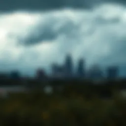 Tampa skyline with storm clouds