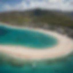 Aerial view of St. Barths showcasing kiteboarding spots