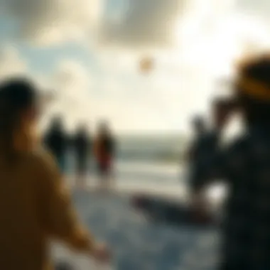 Kiteboarding and Weather Awareness Kiteboarding enthusiasts observing weather conditions