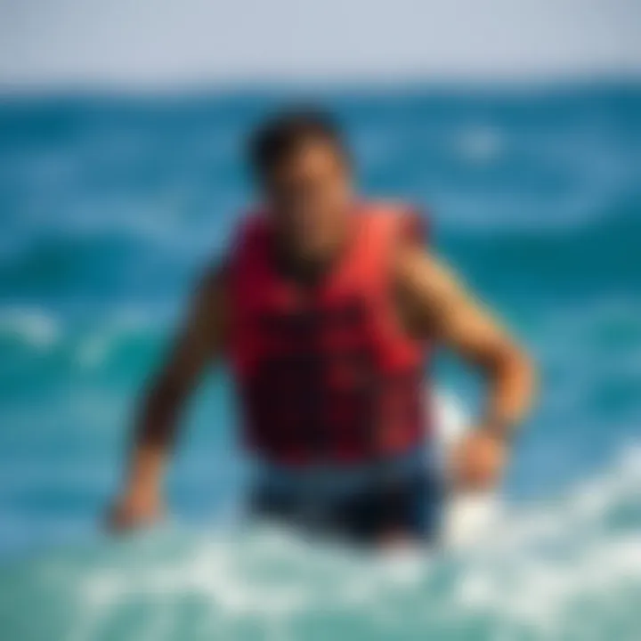 Proper Usage of Flotation Vests in Action Surfer demonstrating proper flotation vest usage