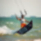 Dynamic kiteboarding action on Lake Erie