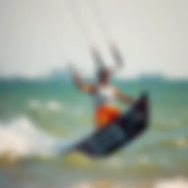 Dynamic Kiteboarding on Lake Erie Dynamic kiteboarding action on Lake Erie