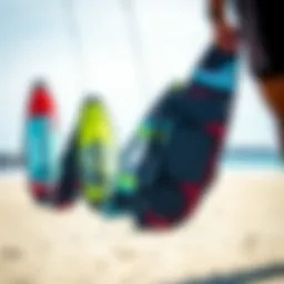 A variety of windsurf bags showcasing their unique designs.