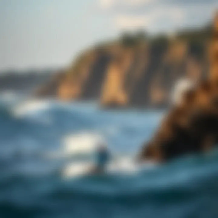 Idyllic Coastal Scene for Wing Foil Surfing A serene coastal environment ideal for wing foil surfing