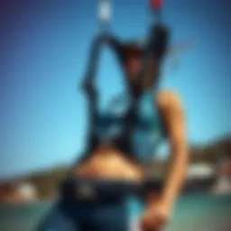 A sleek kitesurf harness designed specifically for female riders, showcasing innovative features.